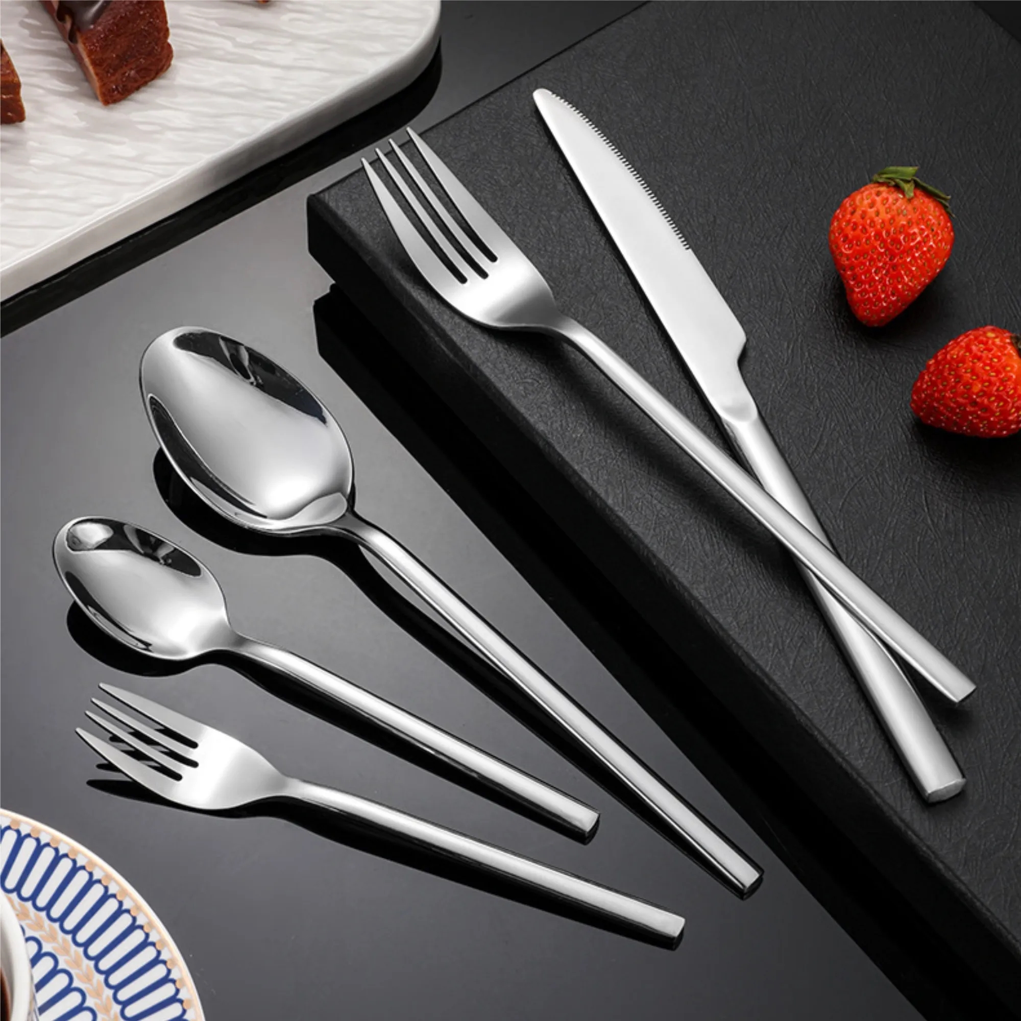 5 Piece Stainless Steel Flatware Set Knife Forks In Gift Box 3