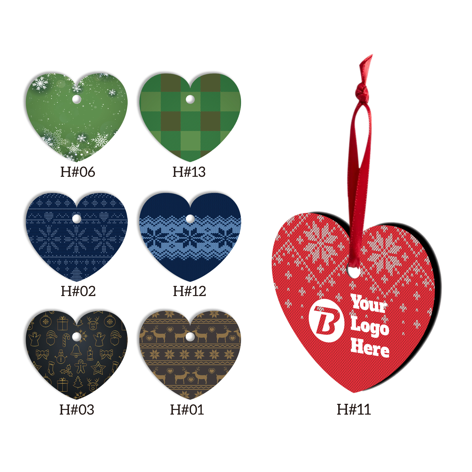 Free Shipping Full Color Christmas Ornament - Heart 28