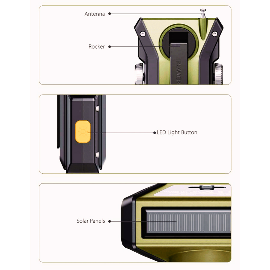 ResQ Emergency Weather Radio with Hand Crank, Solar, and 4000mAh Portable Phone Charger 7