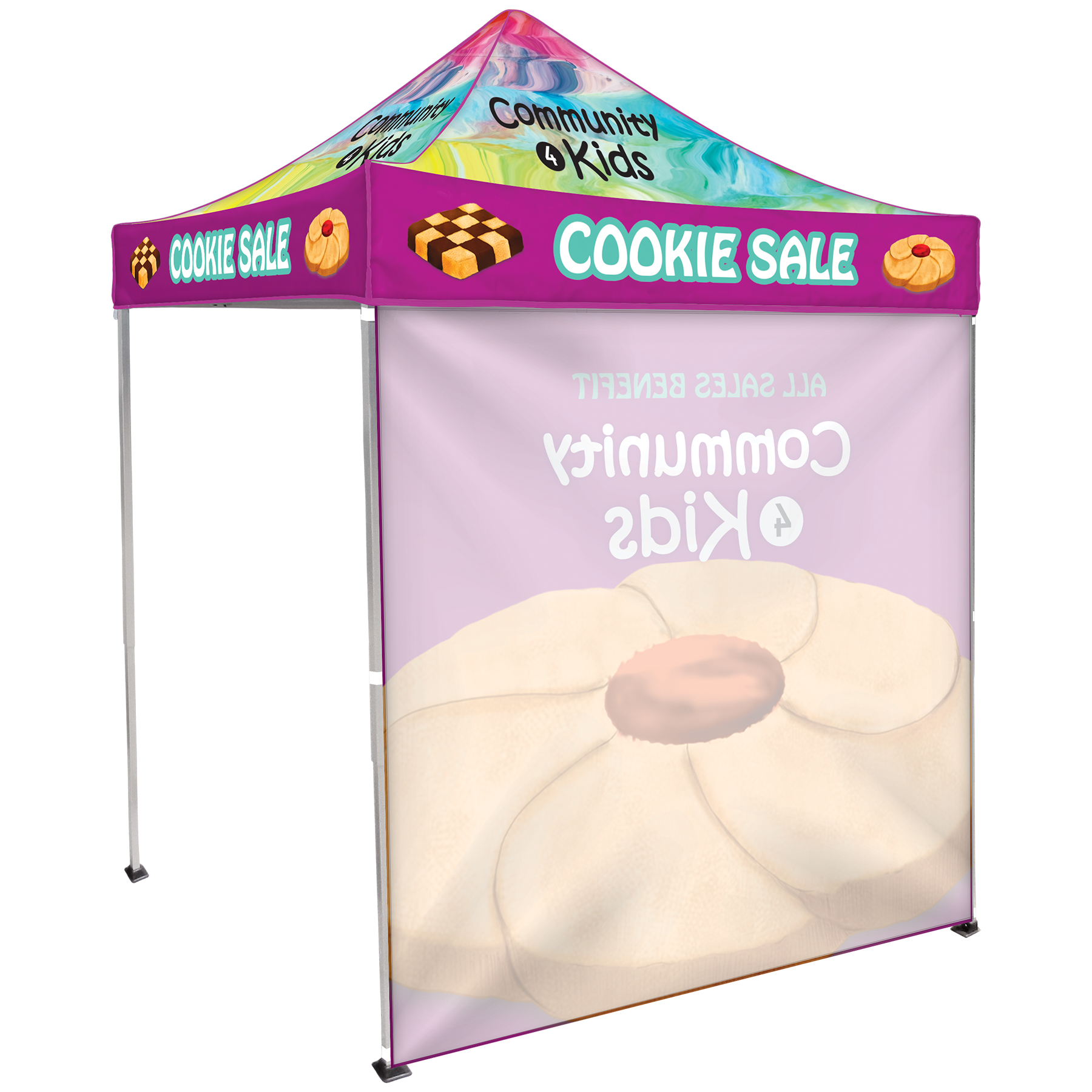 6.5' Square Canopy Tent with 1 Full Single Sided Wall 8