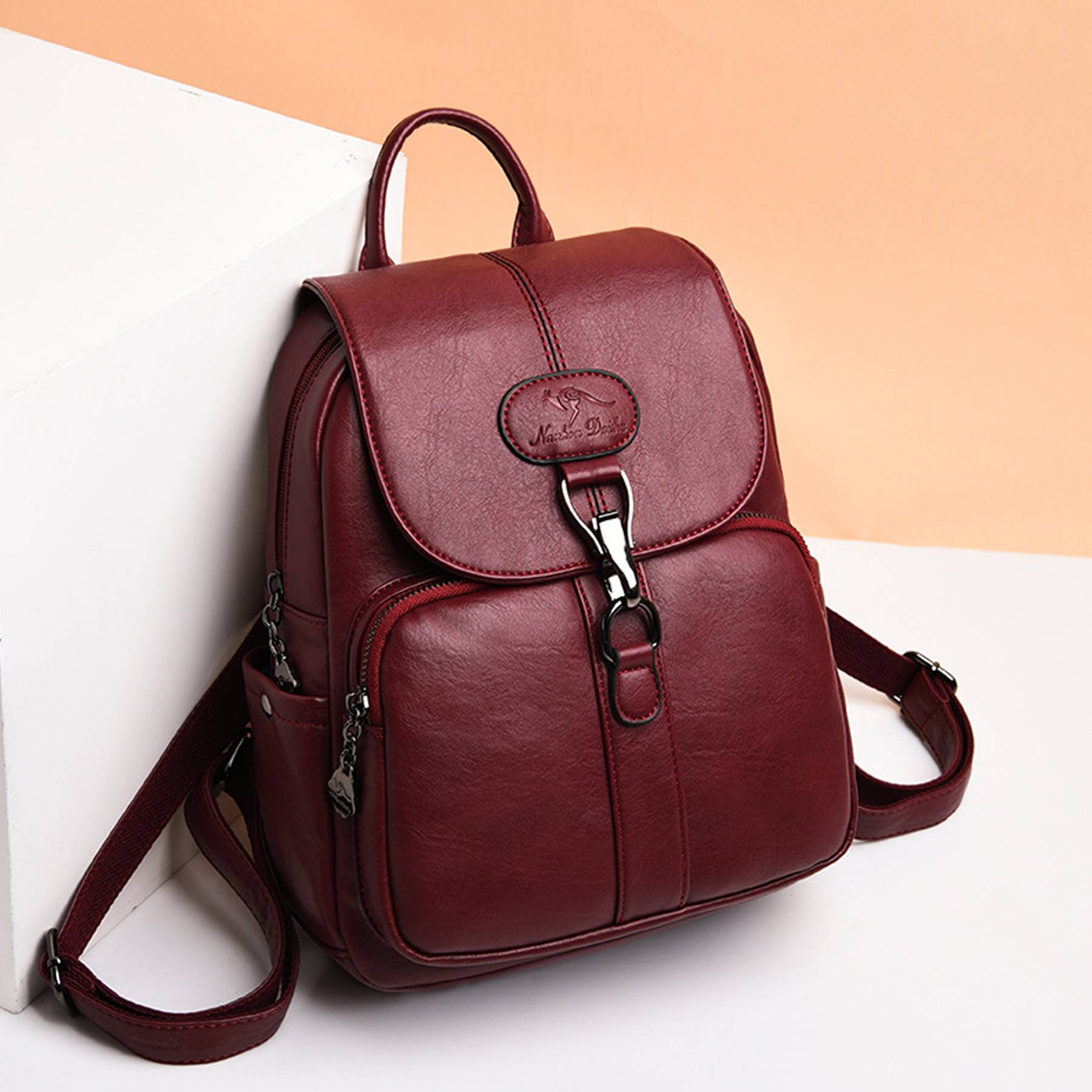 Large Capacity PU Leather Anti-theft Travel Backpack 6