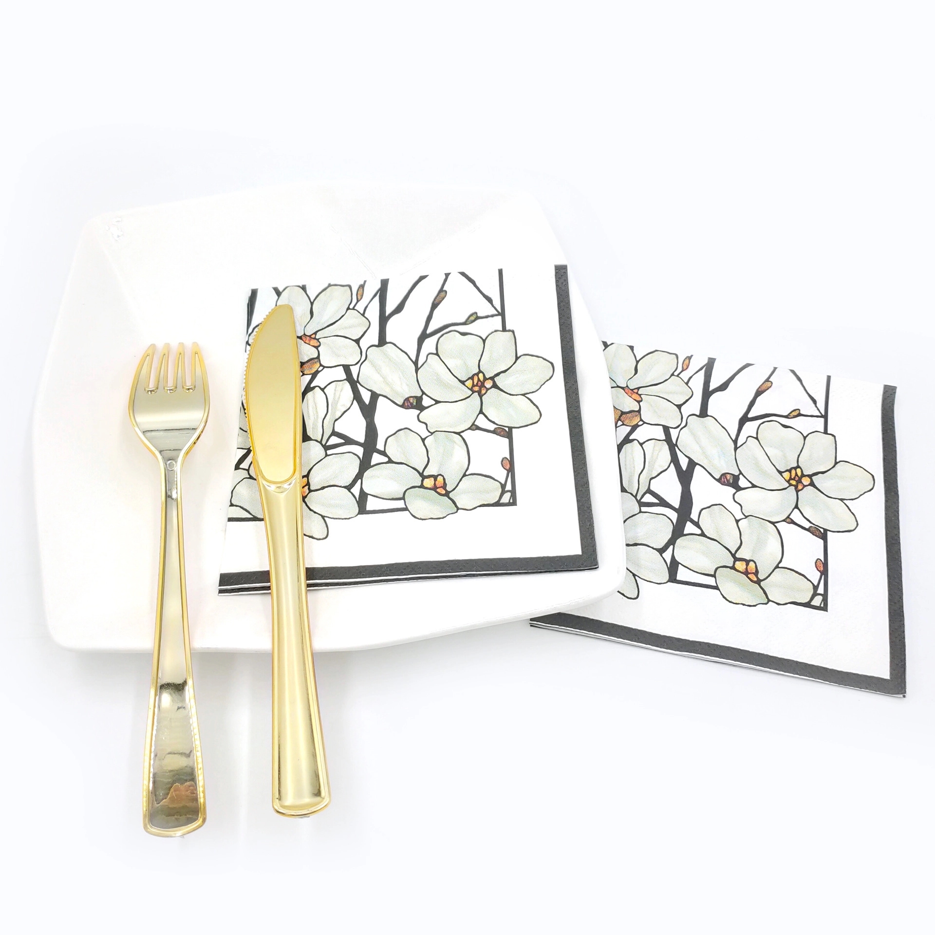 Custom Gold Foil Disposable Floral Paper Napkins 5