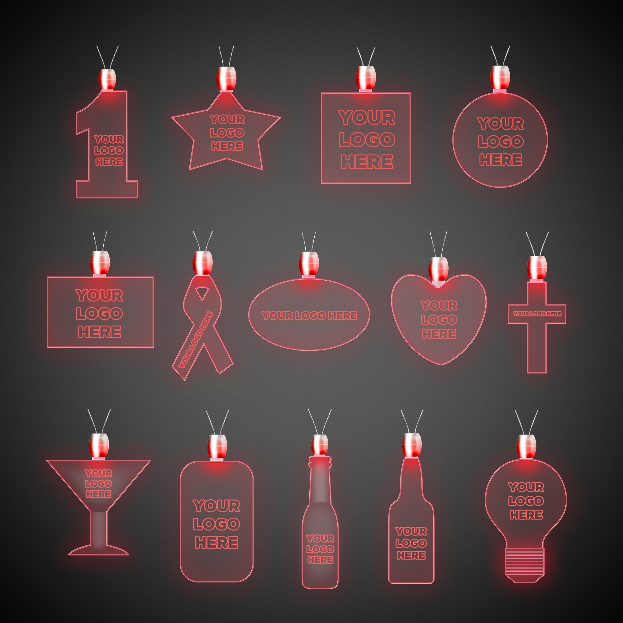 Martini Glass Red Light-Up Acrylic Pendant Necklace 1