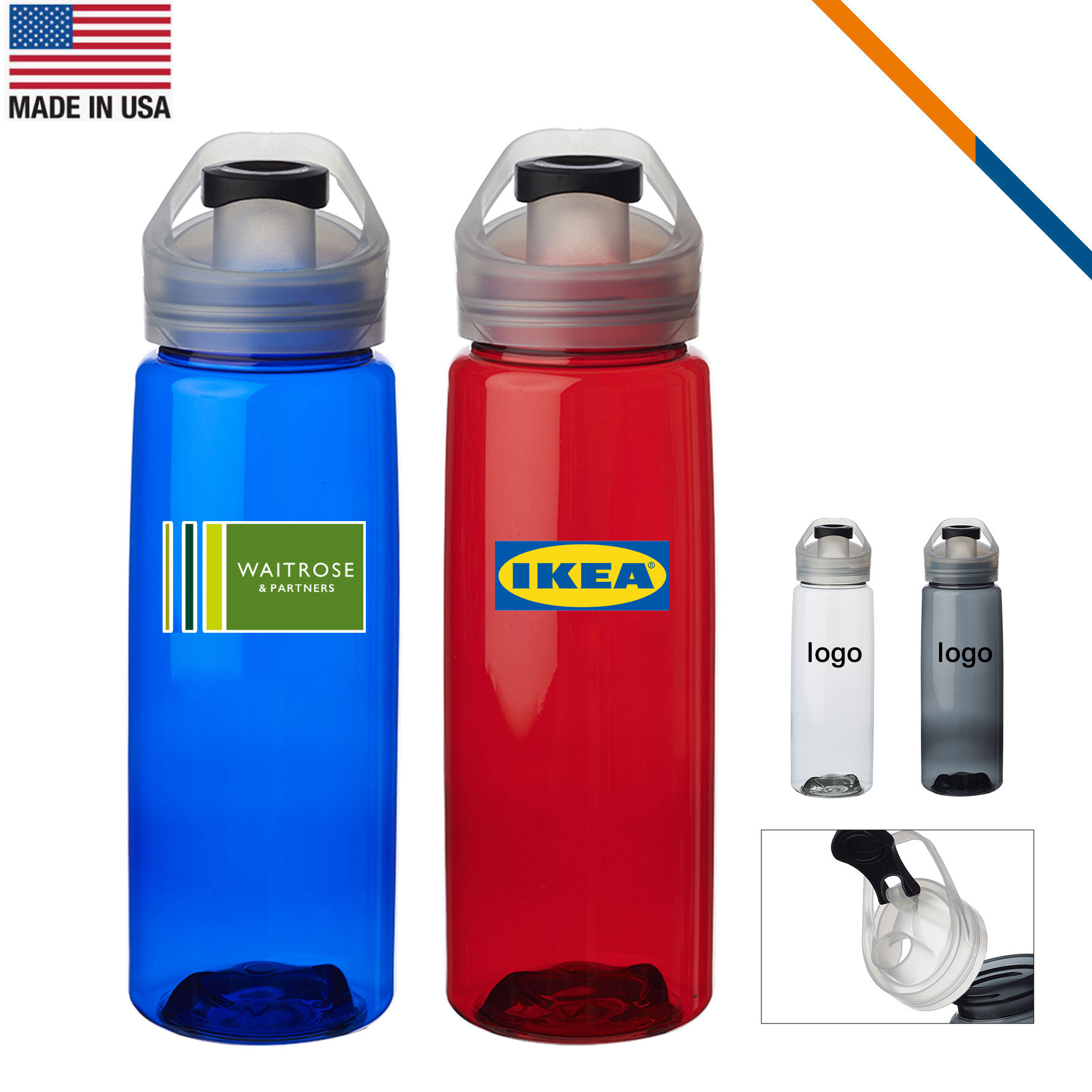 Ollie Plastic Sports Water Bottle - 26 OZ. 2