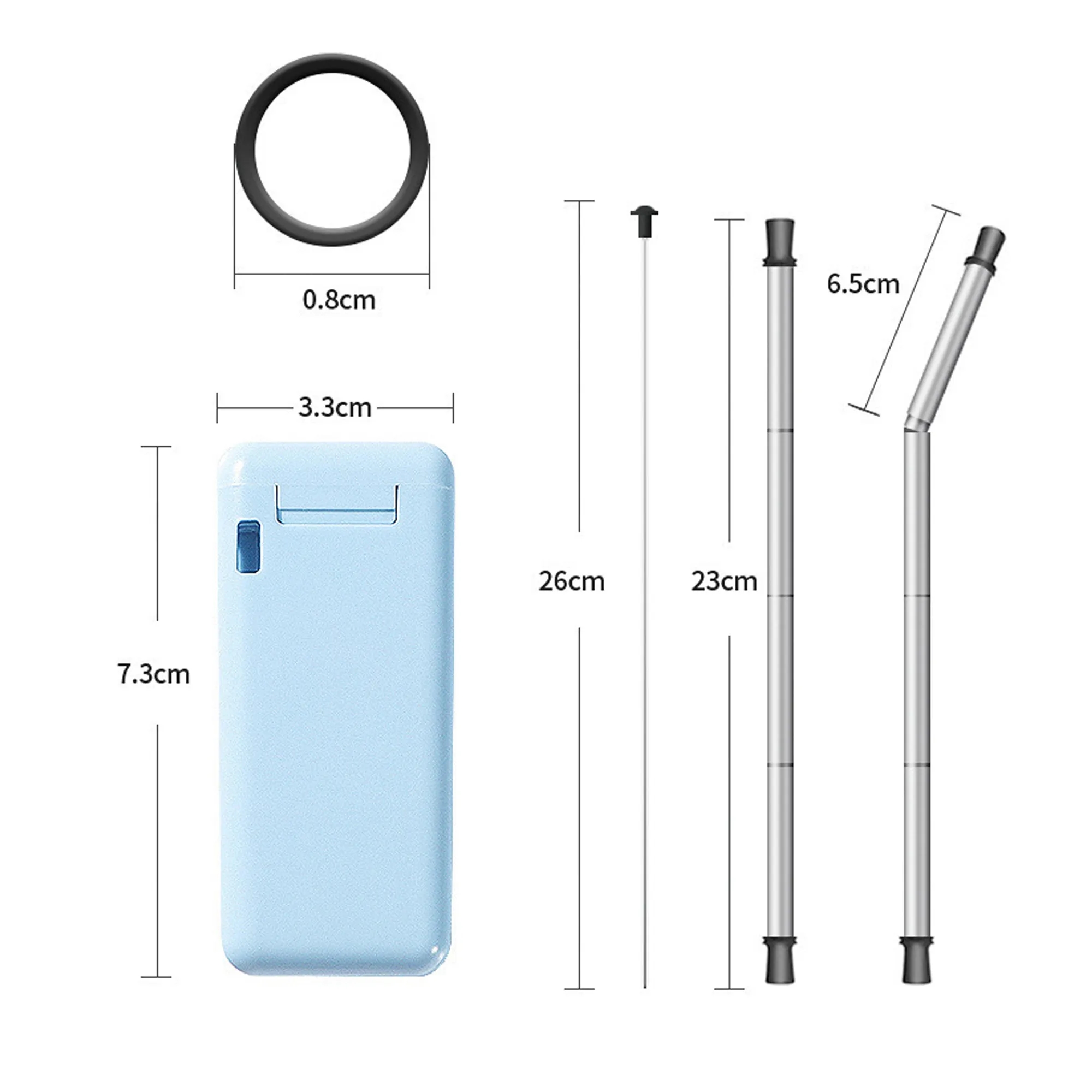 Foldable Stainless Steel Straw Set 3