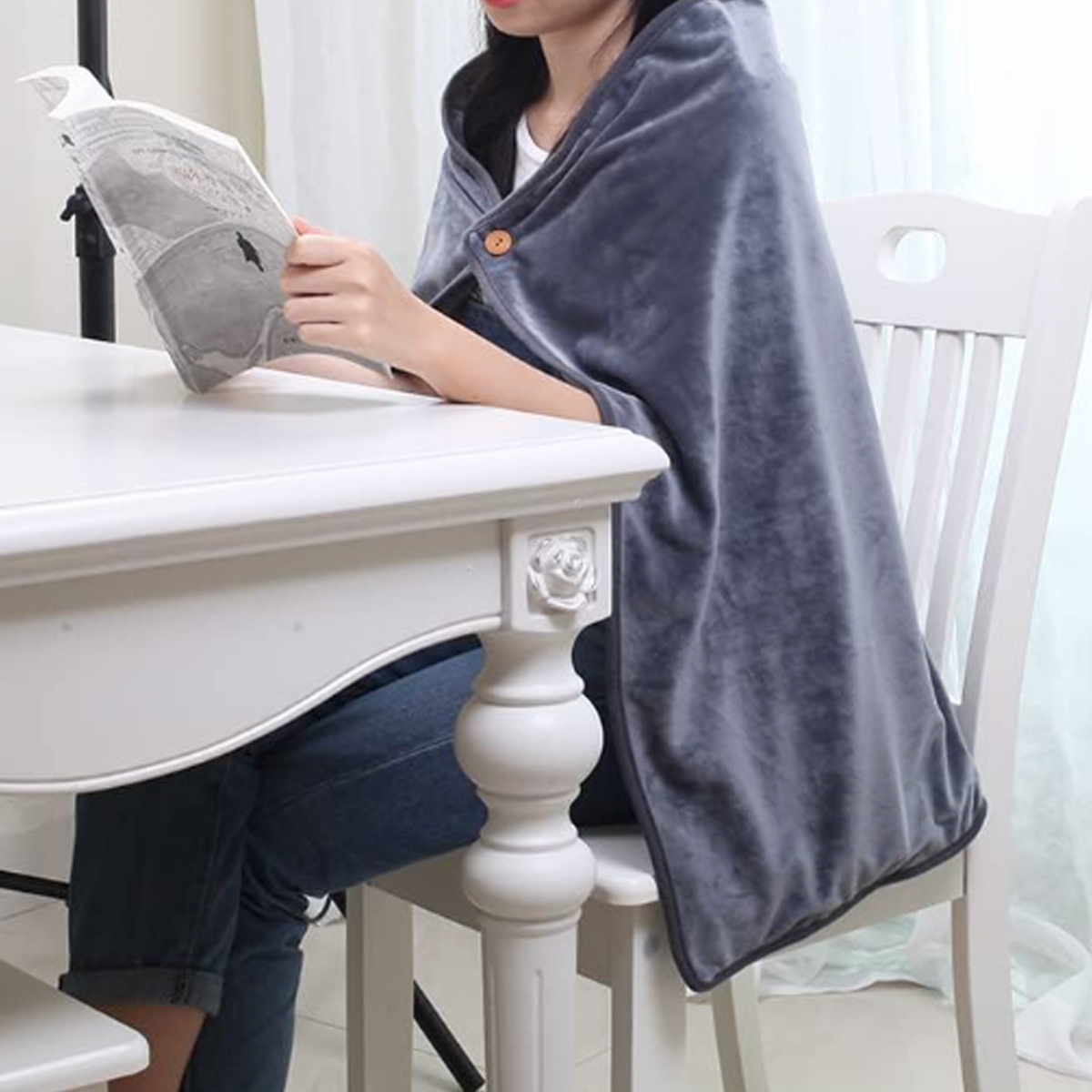 USB Heated Fleece Blanket Shawl with Adjustable Temperature 5