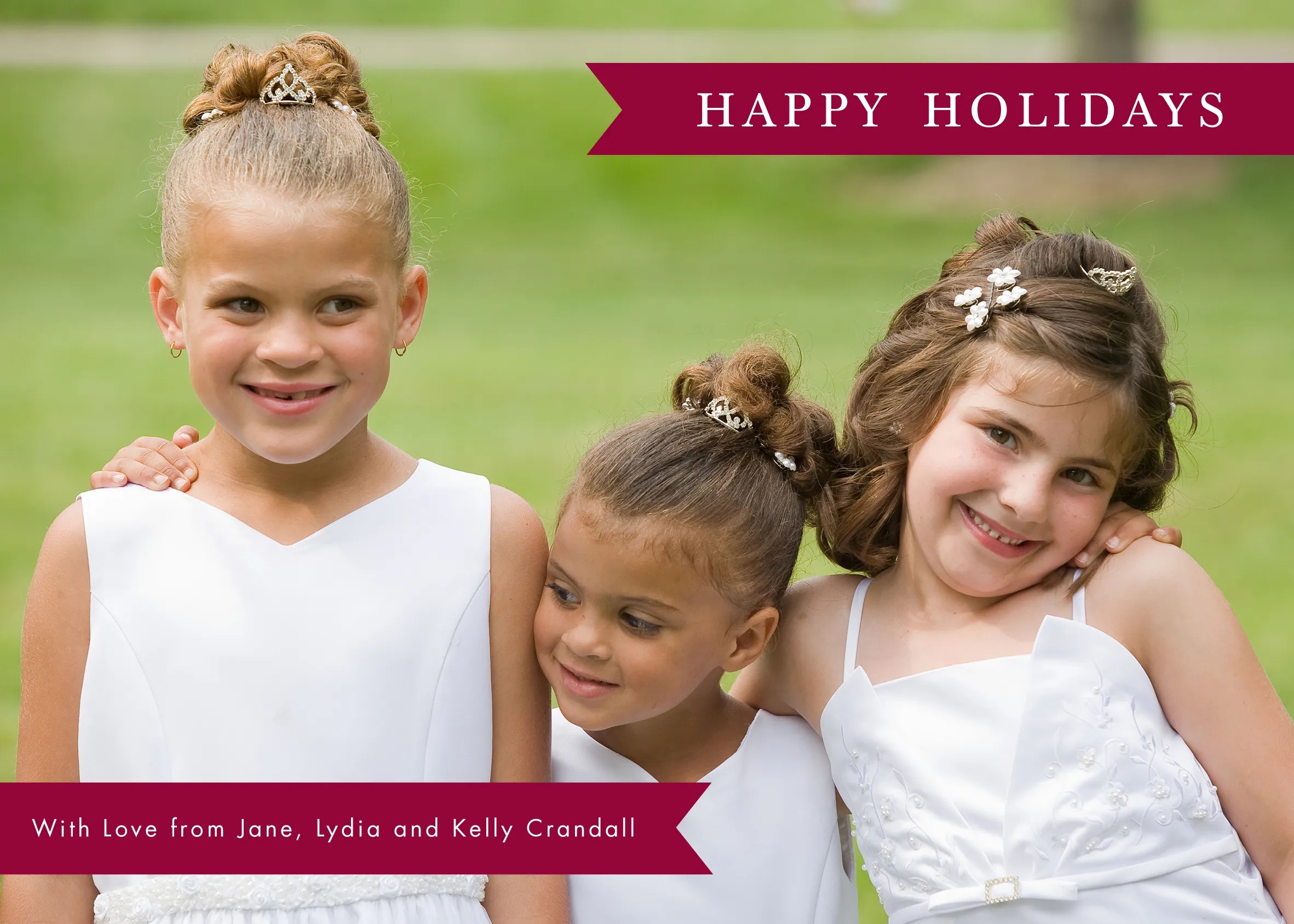 Burgundy Banners & Dots Holiday Photo Card 2