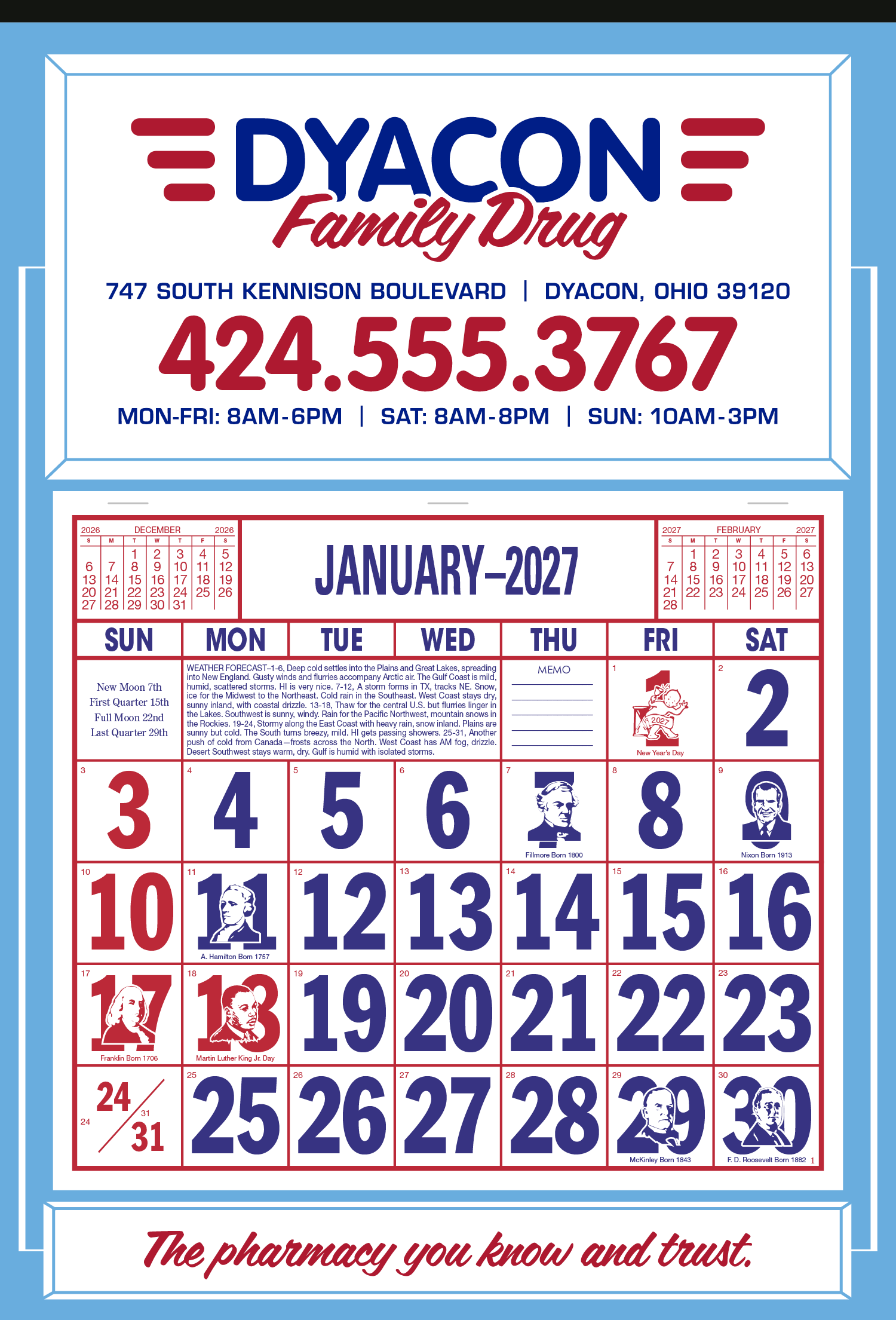 Skinner & Kennedy® Apron Calendar 92