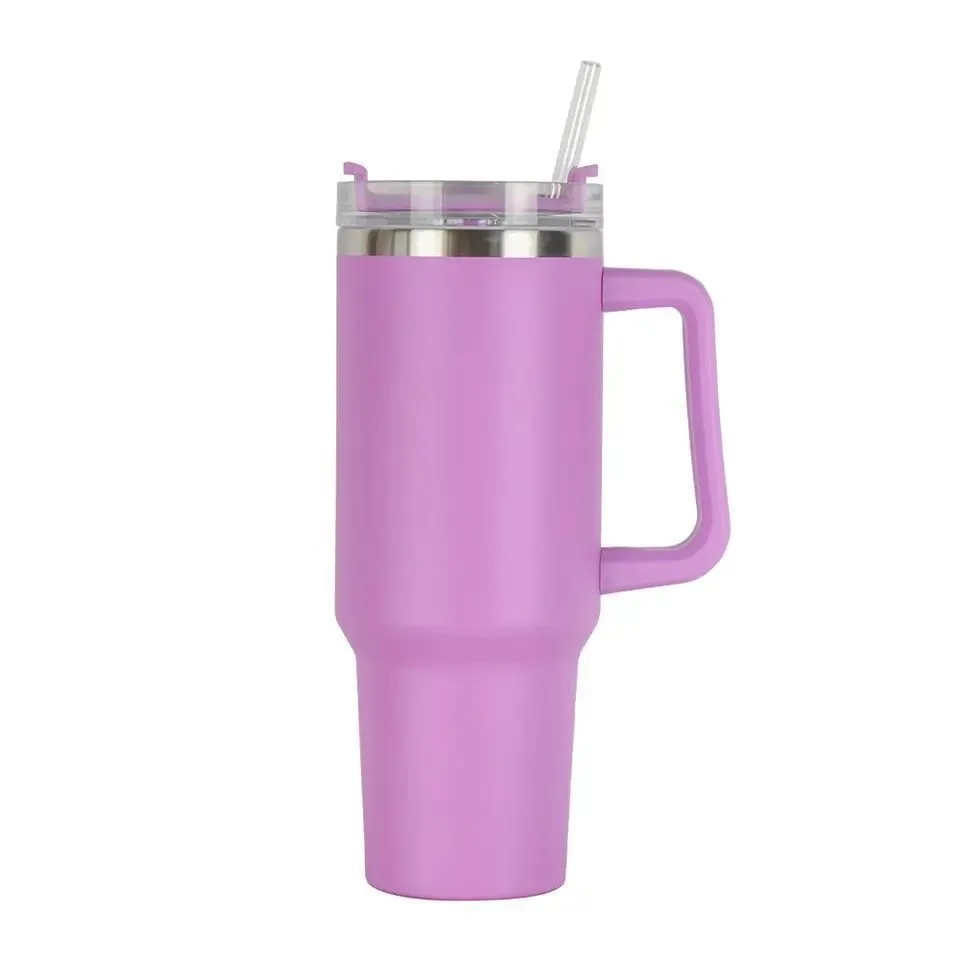 40 OZ Insulated tumbler with straw 1