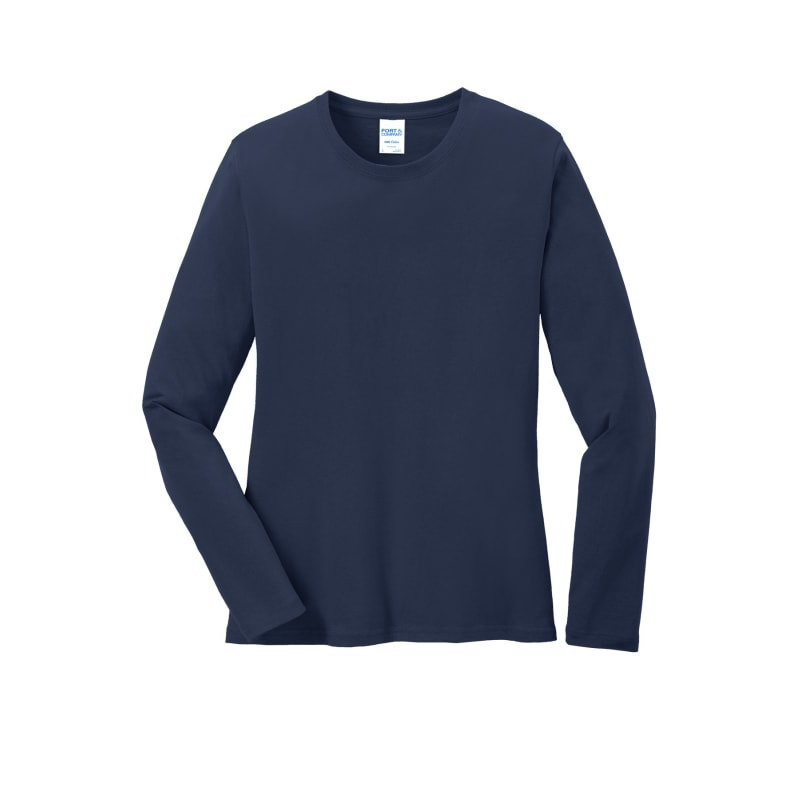 Port & Company Women's Long Sleeve Core Cotton Tee. 100