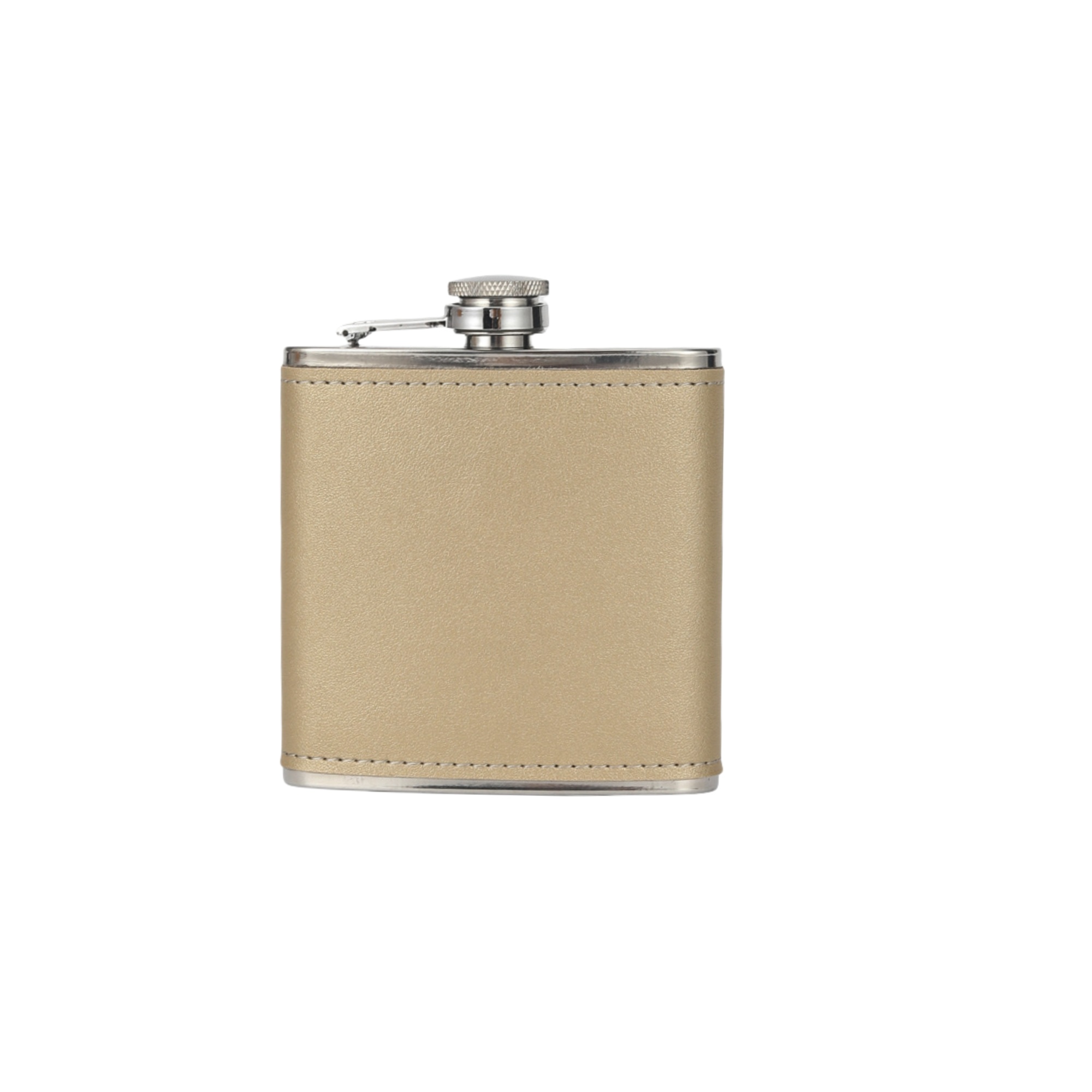 Leather Stainless Steel Pocket Hip Flask 6oz 7