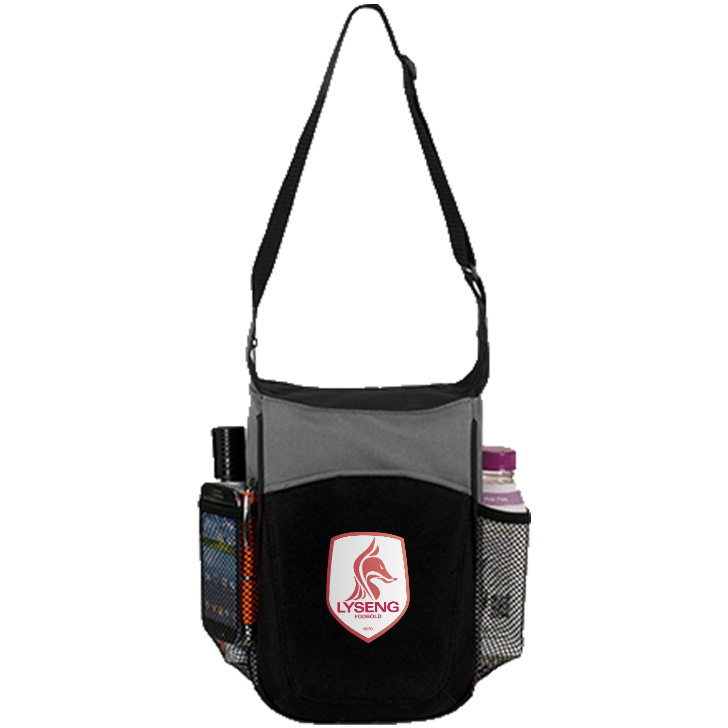 Two-Tone Insulated Picnic Lunch Cooler Bag w/ Front Pocket & Dual Side Mesh Pocket (7” x 10.5” x 5”) 2