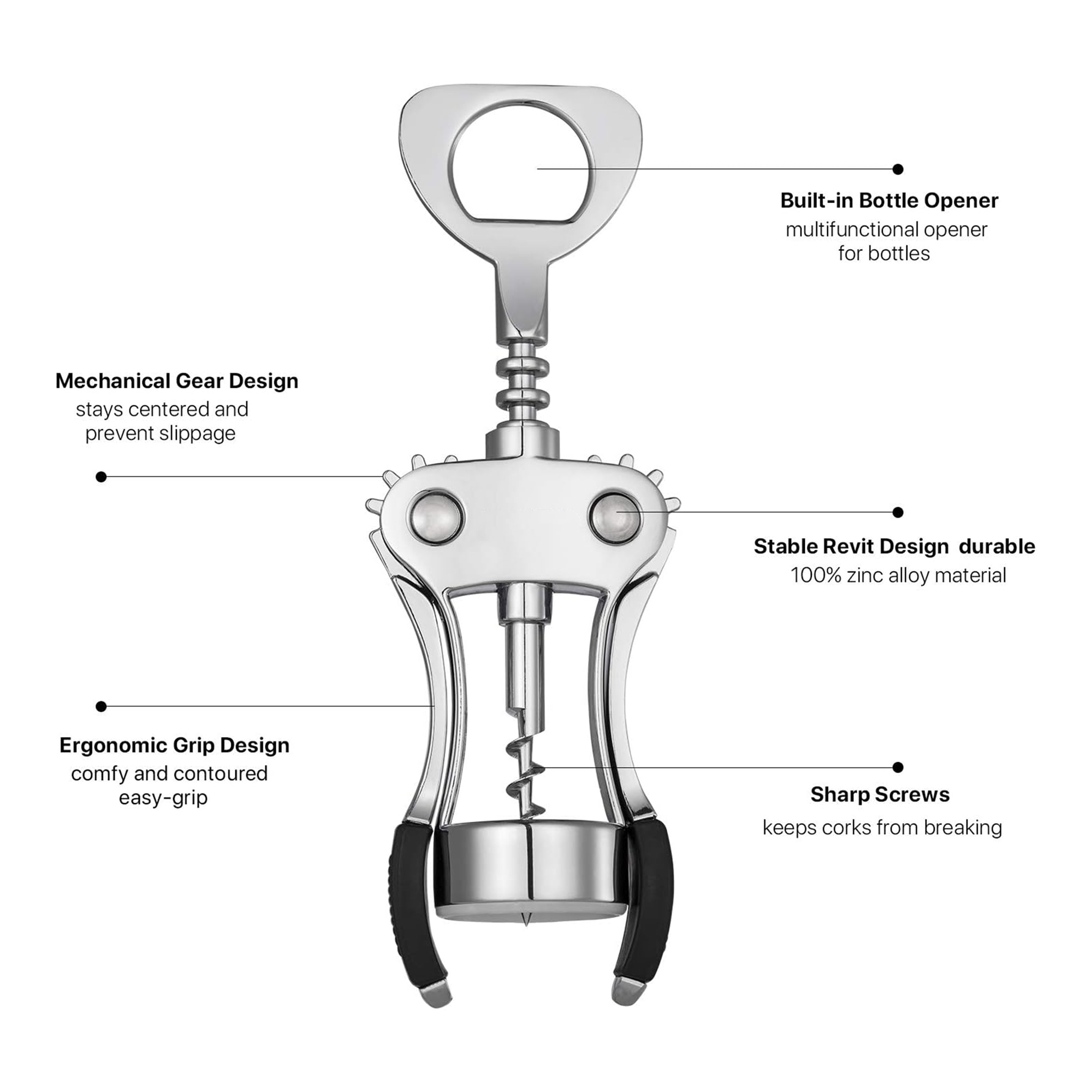 Wing Corkscrew With Multifunctional Bottles Opener 4