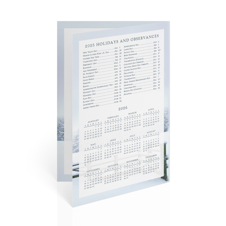 Frosty Winter Holiday Folded Calendar Cards 3