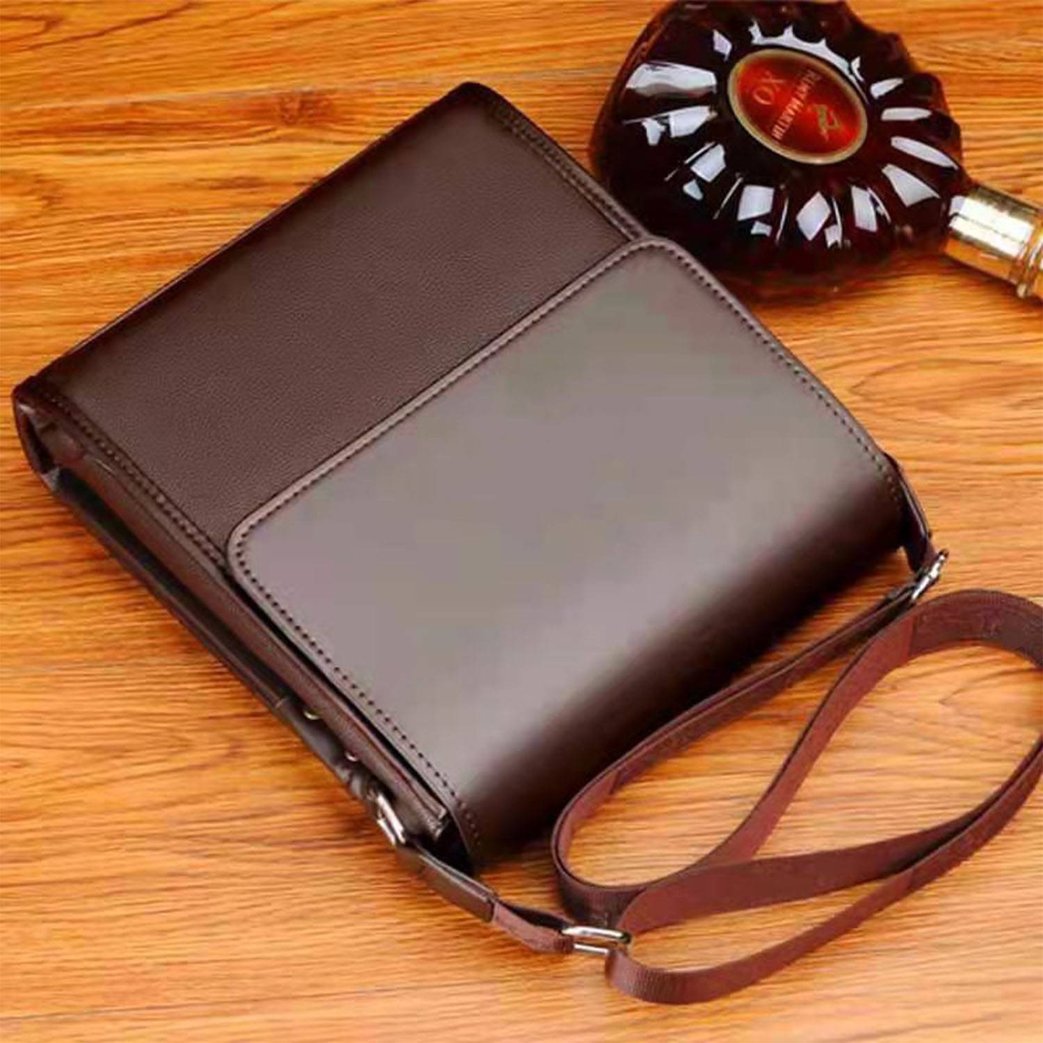 PU Leather Large capacity business crossbody bag for men 7