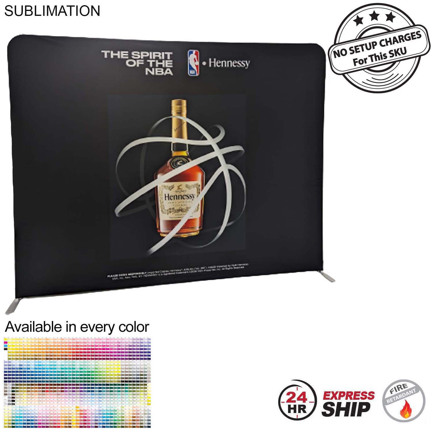 24 Hr Express - 8'W x 8'H EuroFit Tension Fabric Straight Wall Display Kit, Double Sided Graphics 6