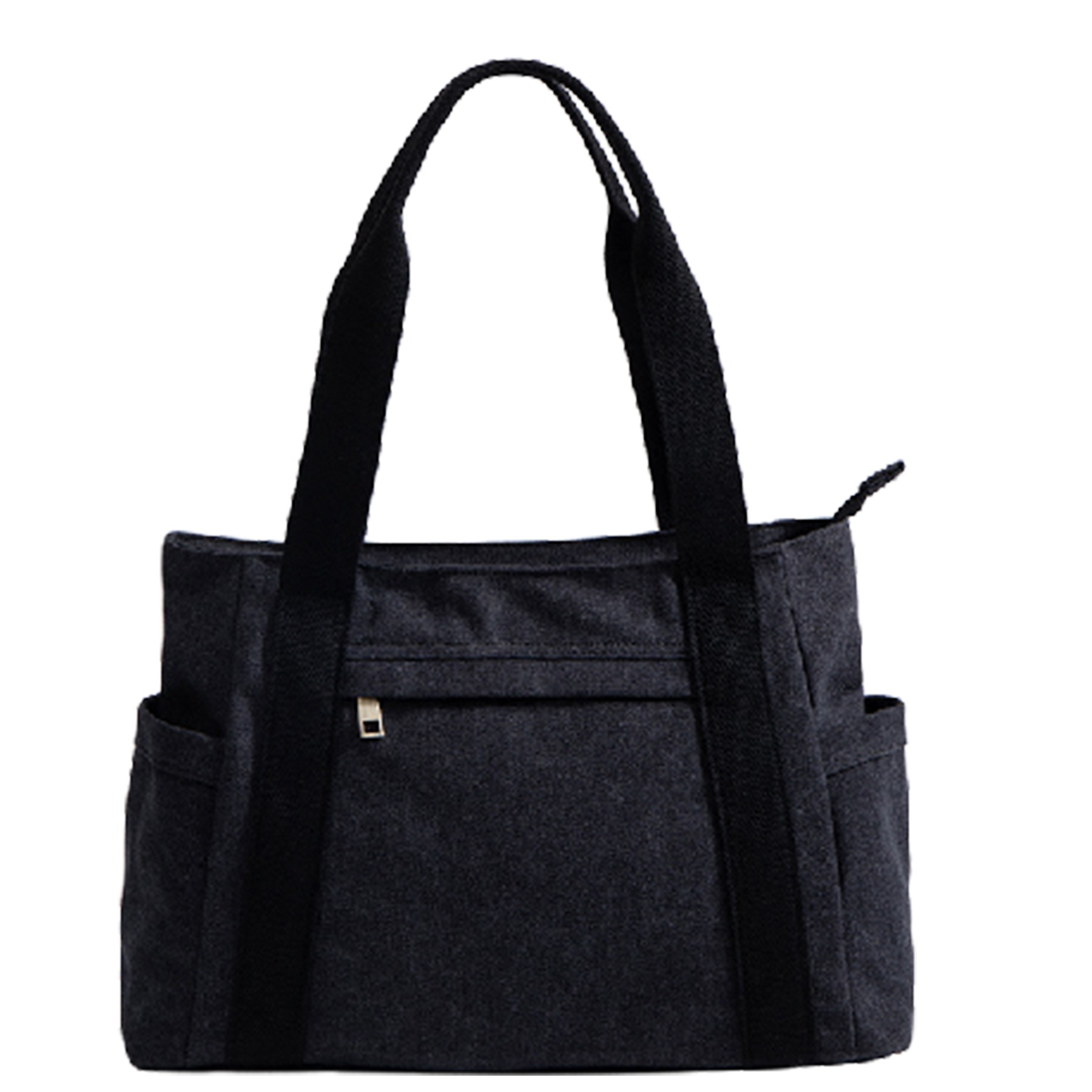 Large Capacity Women Canvas Bag W/ Side Pockets, custom tote bag with logo imprint 5