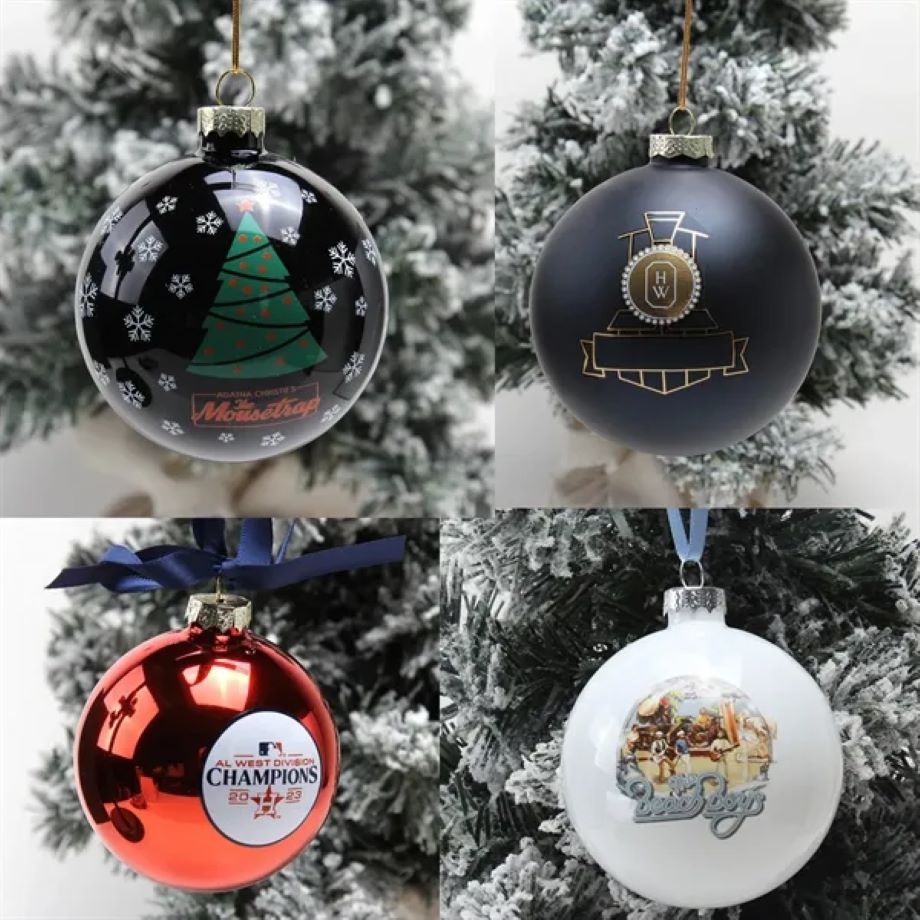 3 Inch Color Printed Glass Christmas Ball Ornament 3