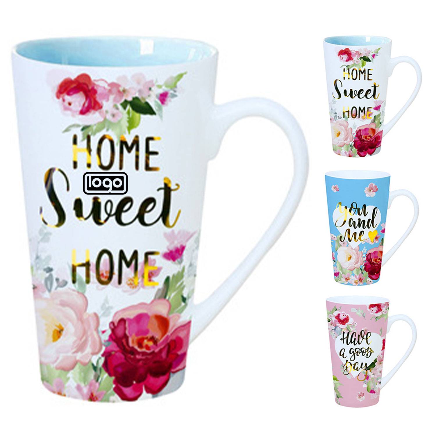 10oz Floral Ceramic Mug w/ Handle 1