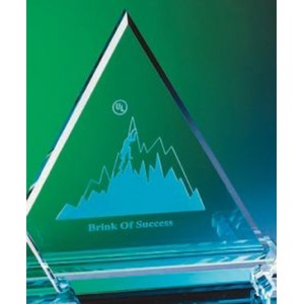 10" Jade Crystal Triangle with Base