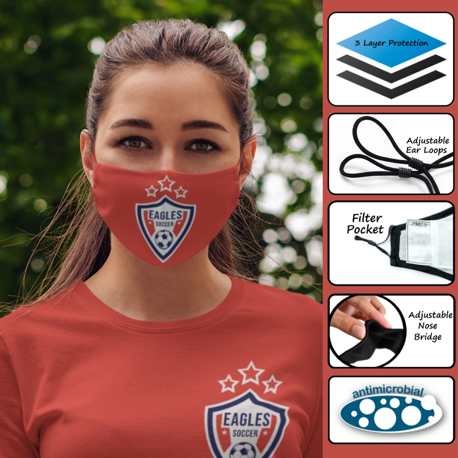 3-Ply Reusable Face Mask w/Adjustable Ear Loops 1