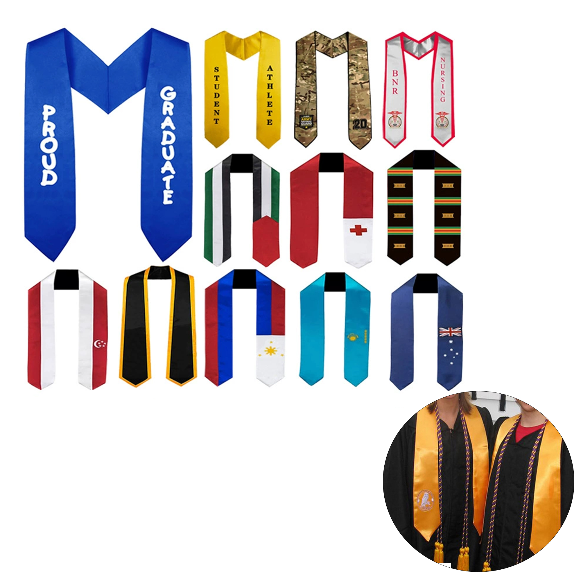 Satin Graduation Stole For Academic Ceremonies Honors 2