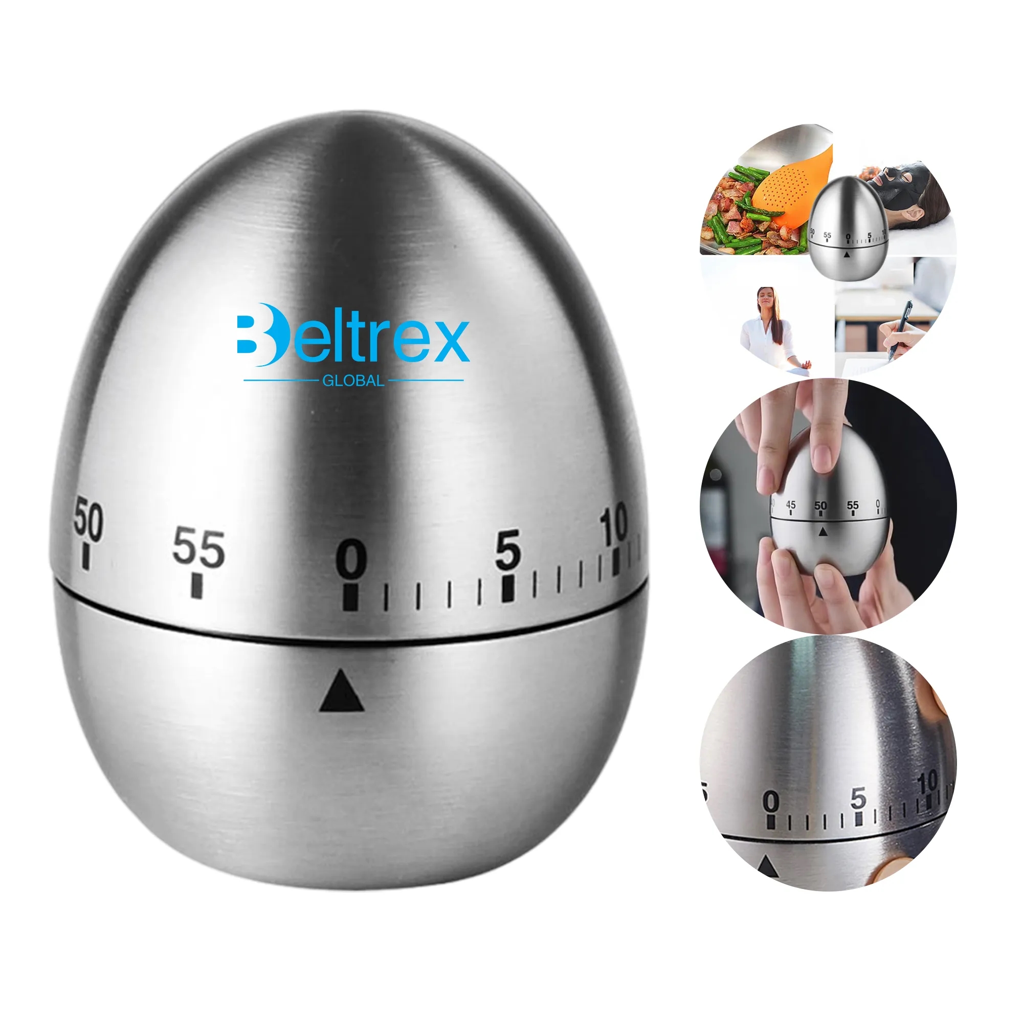 Manual Wind-Up 60-Minute Egg-Shaped Timer 2