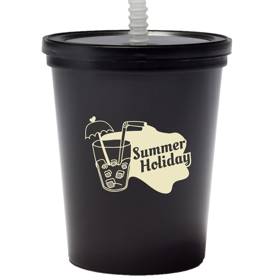 Plastic Stadium Cup with Lid and Straw 16 oz. 7