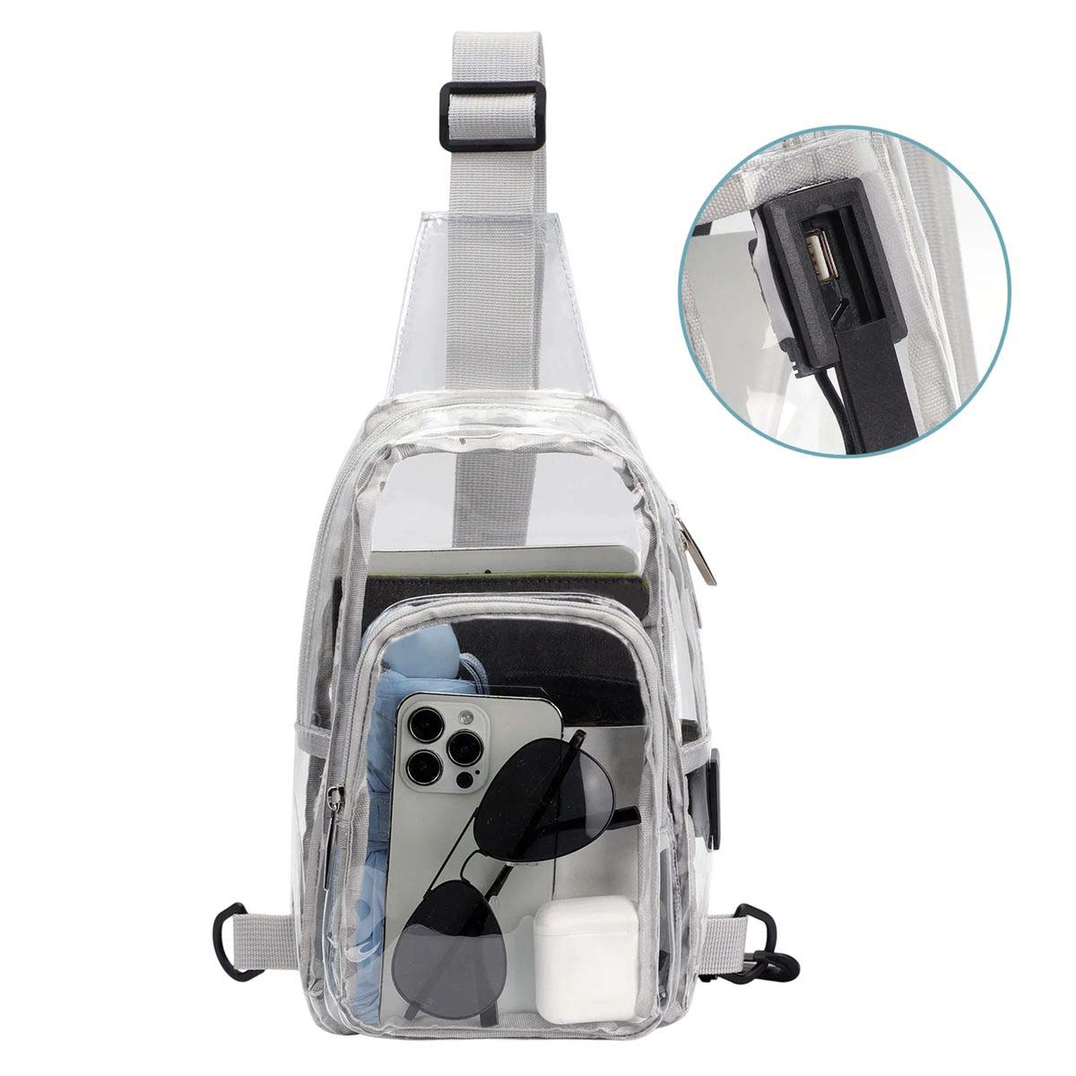 Versatile Transparent Shoulder Bag with Storage 3