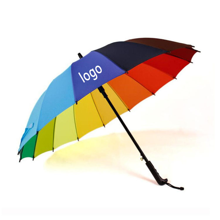 Colorful umbrella 190T polyester with metal shaft and a black rubberized handle