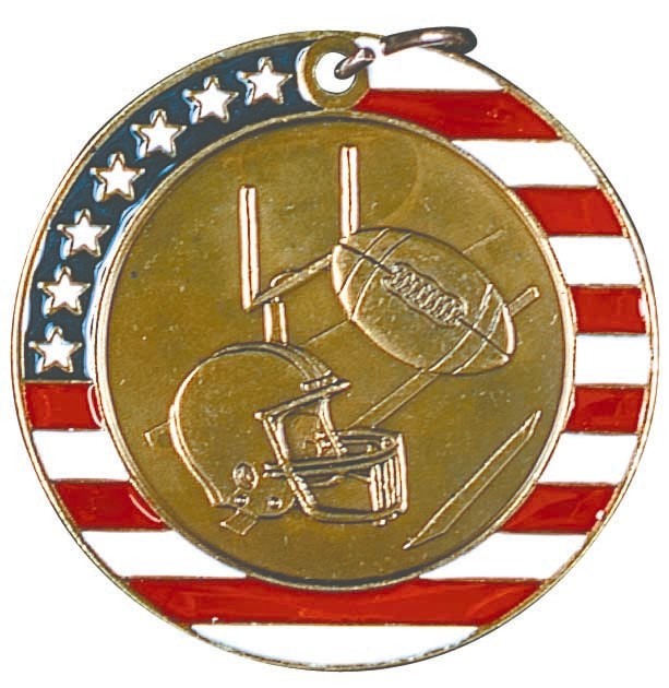 Football Stars & Stripes Medal, 2" 2