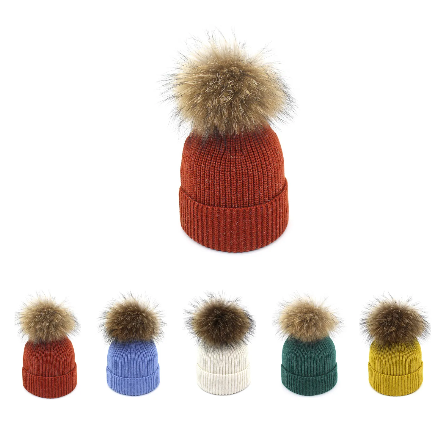 Thermal Winter Beanie Hairball Hedging Cap Knitted Hat 2