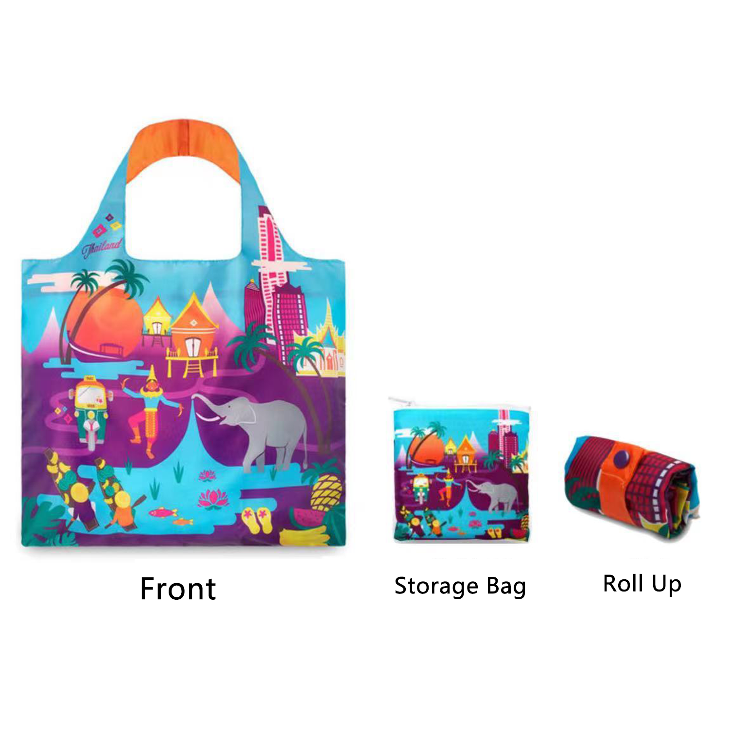 Custom Reusable portable polyester Beach Folding Tote Bag 4