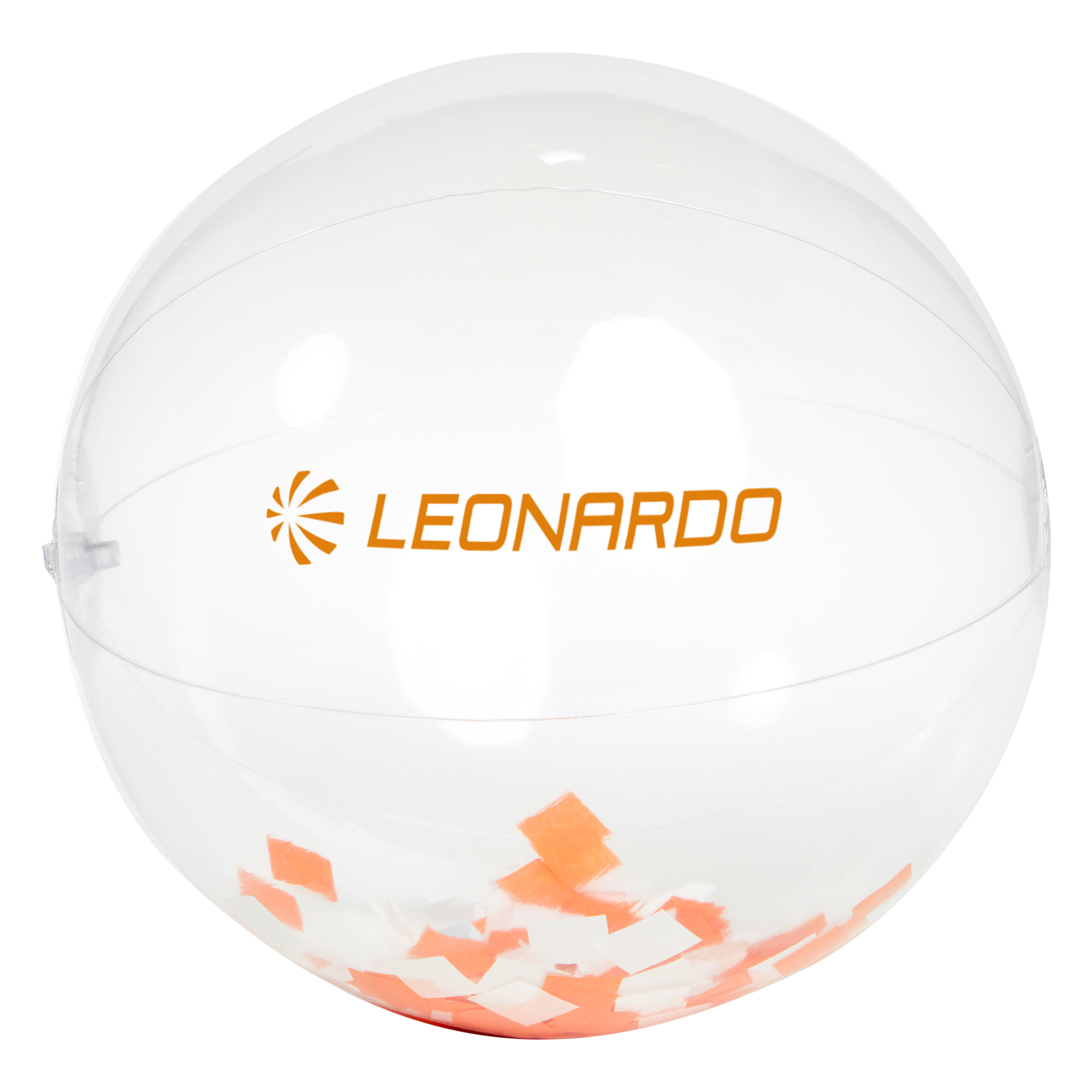 16" Orange and White Confetti Filled Round Clear Beach Ball 2