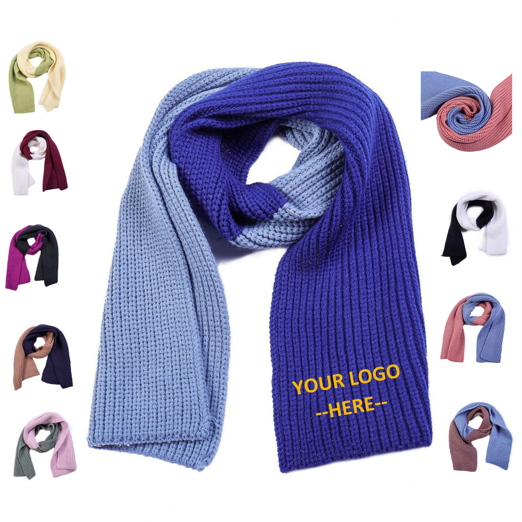 Two Tone Ribbed Scarf 1
