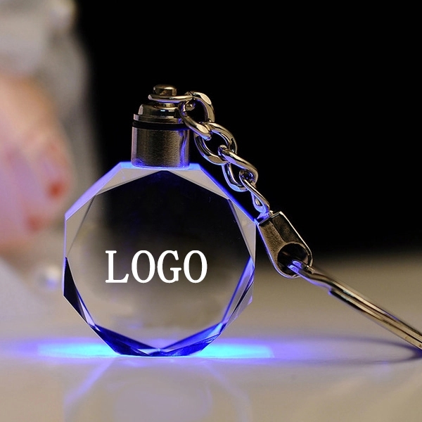 LED Light Octagon Shaped Crystal Key Chains 7
