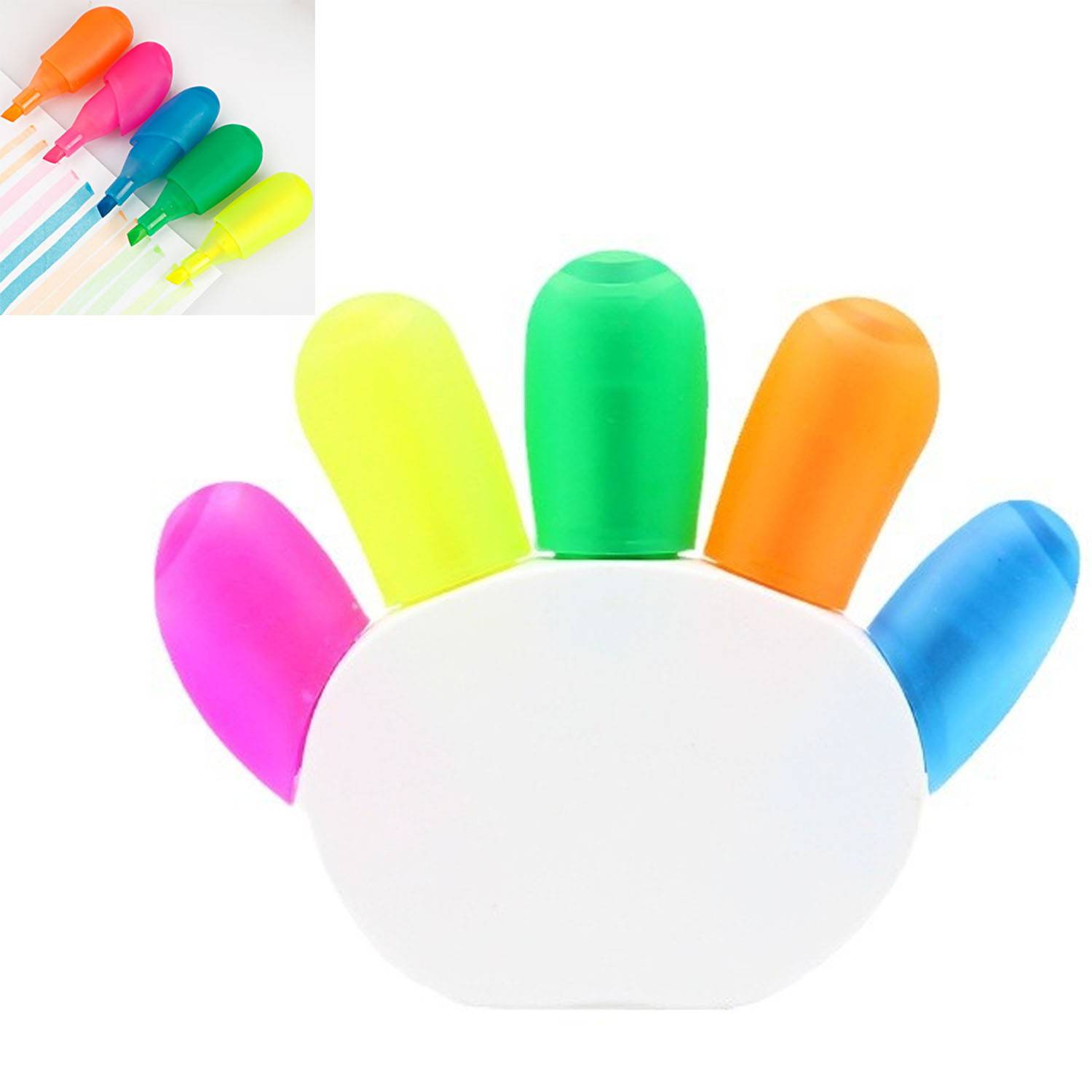 Five Color Palm-Shaped Finger Highlighter Set 4