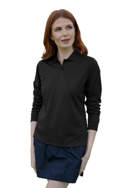 Women's Vansport Omega Long Sleeve Solid Mesh Tech Polo