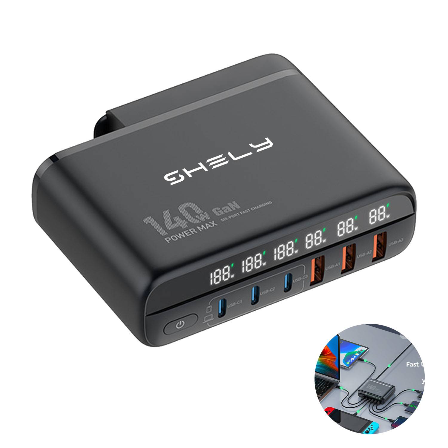 140w Gallium Nitride Multi-Port Super Fast Charger