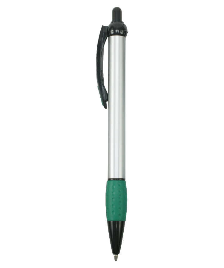 Promotional - Jolly Jotter - Silver Barrels Ballpoint Pens with Colored Trim and Rubber Grip 10