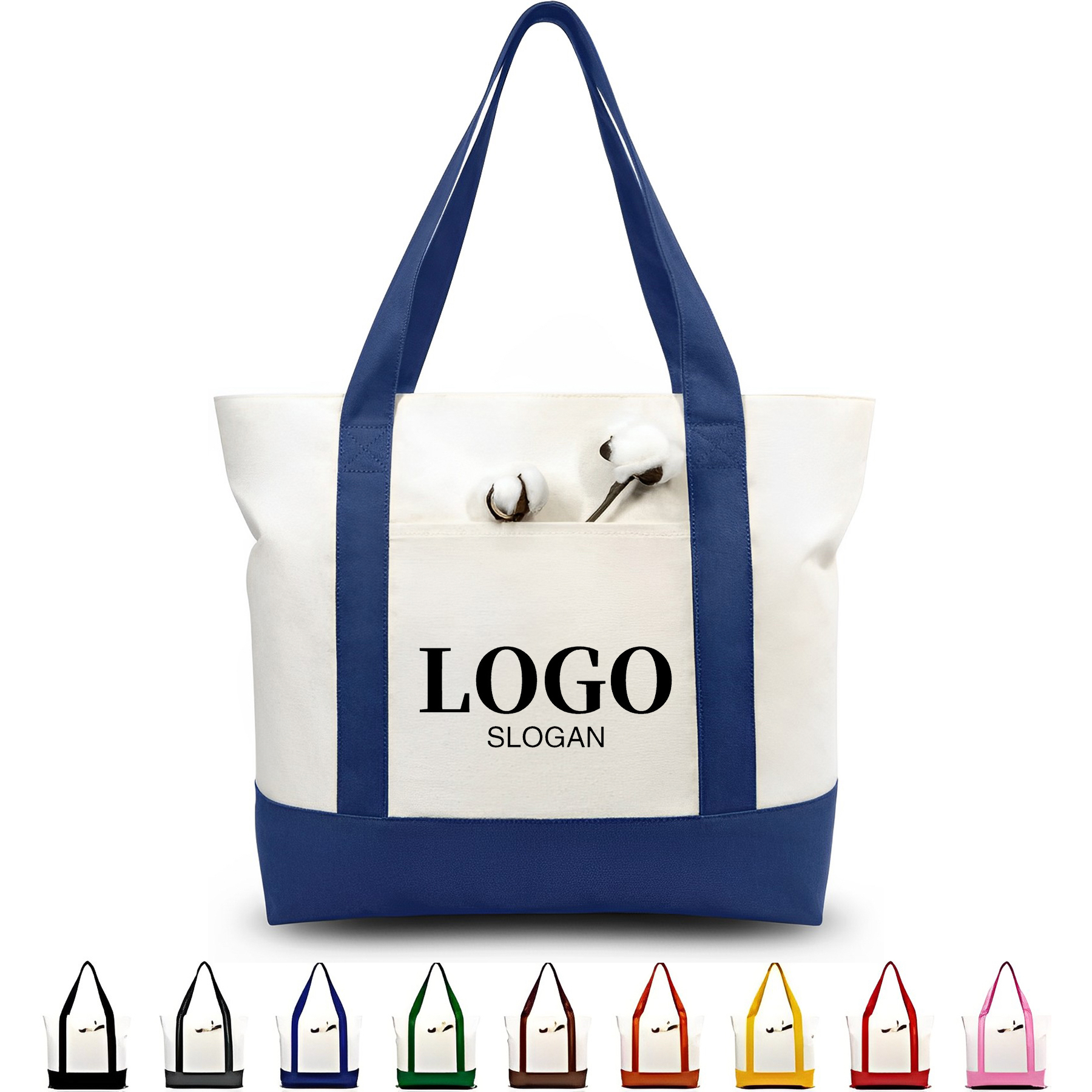 Canvas Tote Bag with an External Pocket, custom tote bag with logo imprint 2