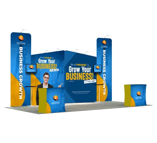 20ft Inline Trade Show Booth – Backwall Display with Counters & Branding Panels 3