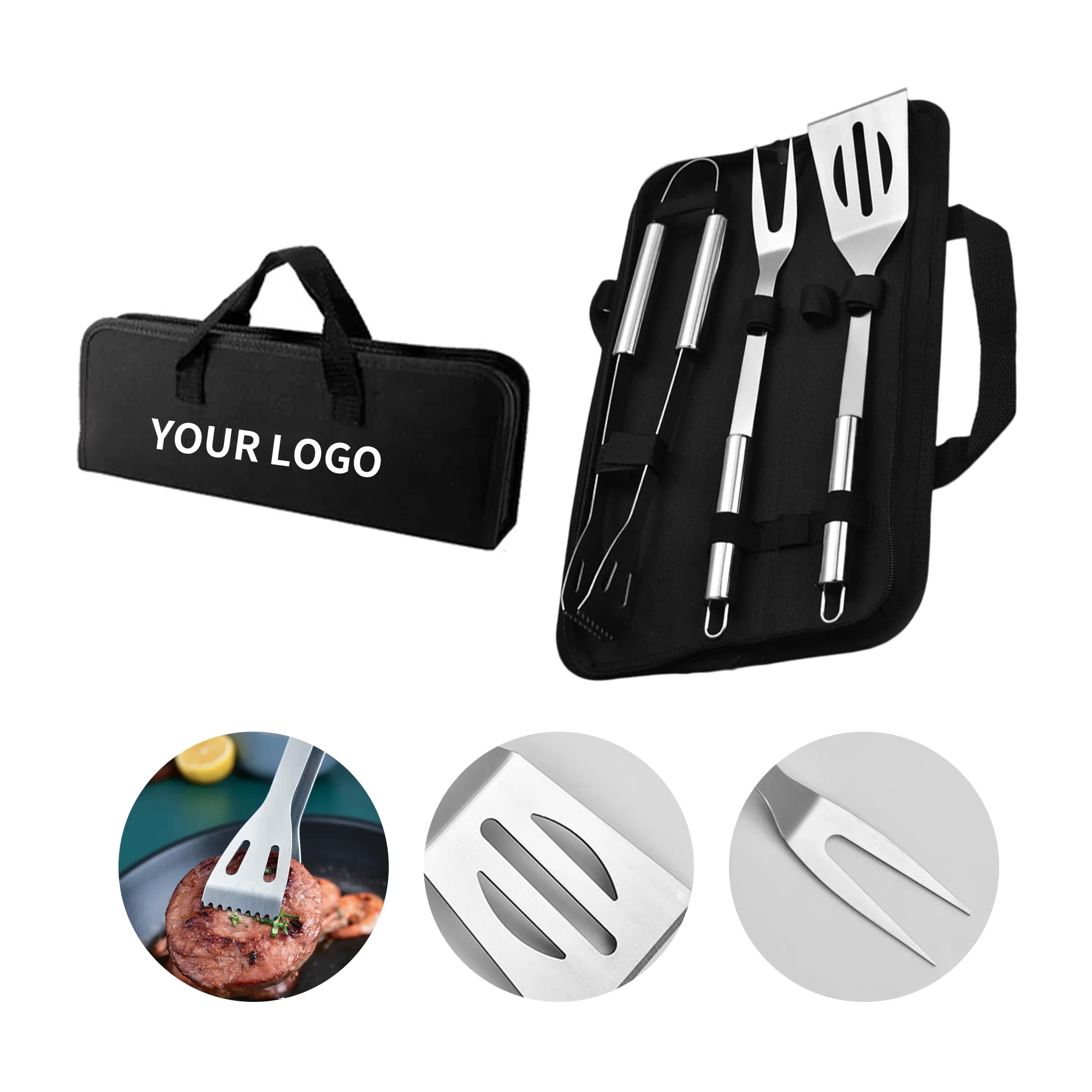 3-Piece Stainless Steel BBQ Tool Set with Case 2