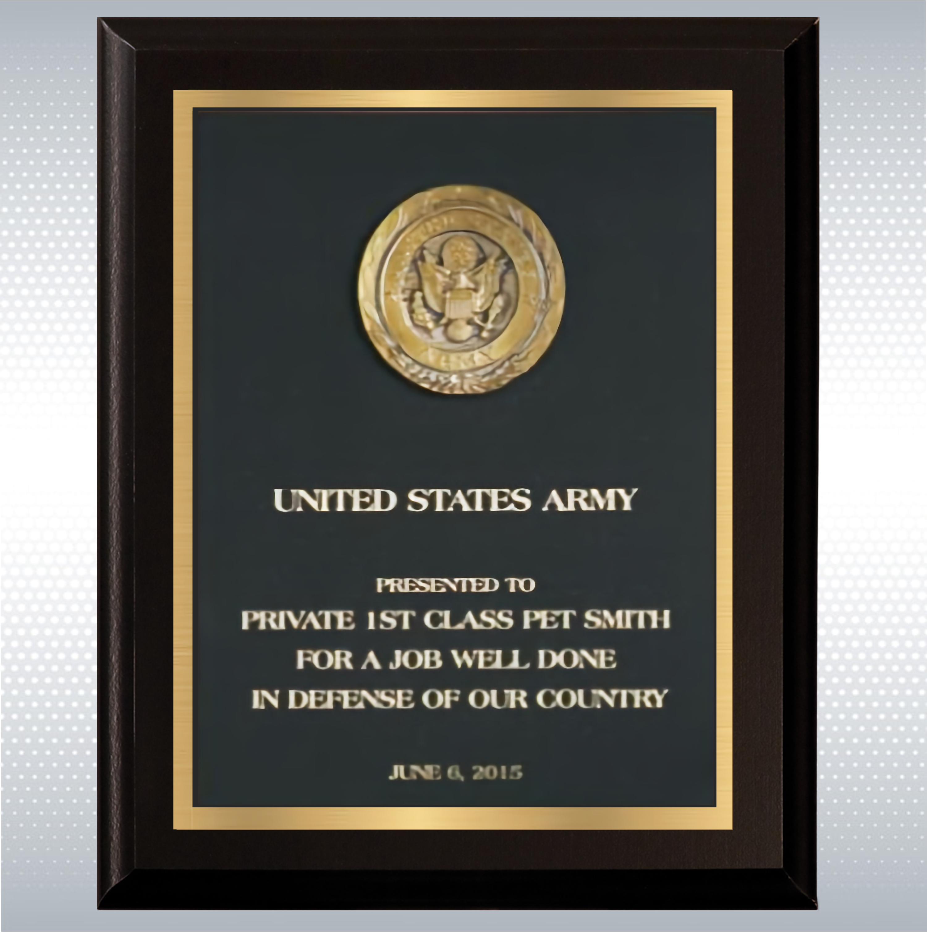 Black Finish Plaque W/ Medal 3