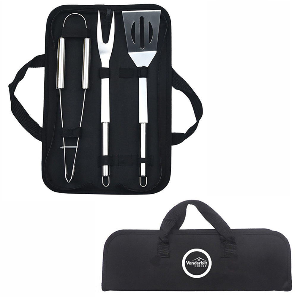 3-piece Stainless Steel BBQ Set w/ Carrying Bag 2