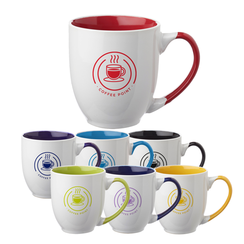 Two-Tone Bistro Style Ceramic Mug with Contrasting Handle, 2