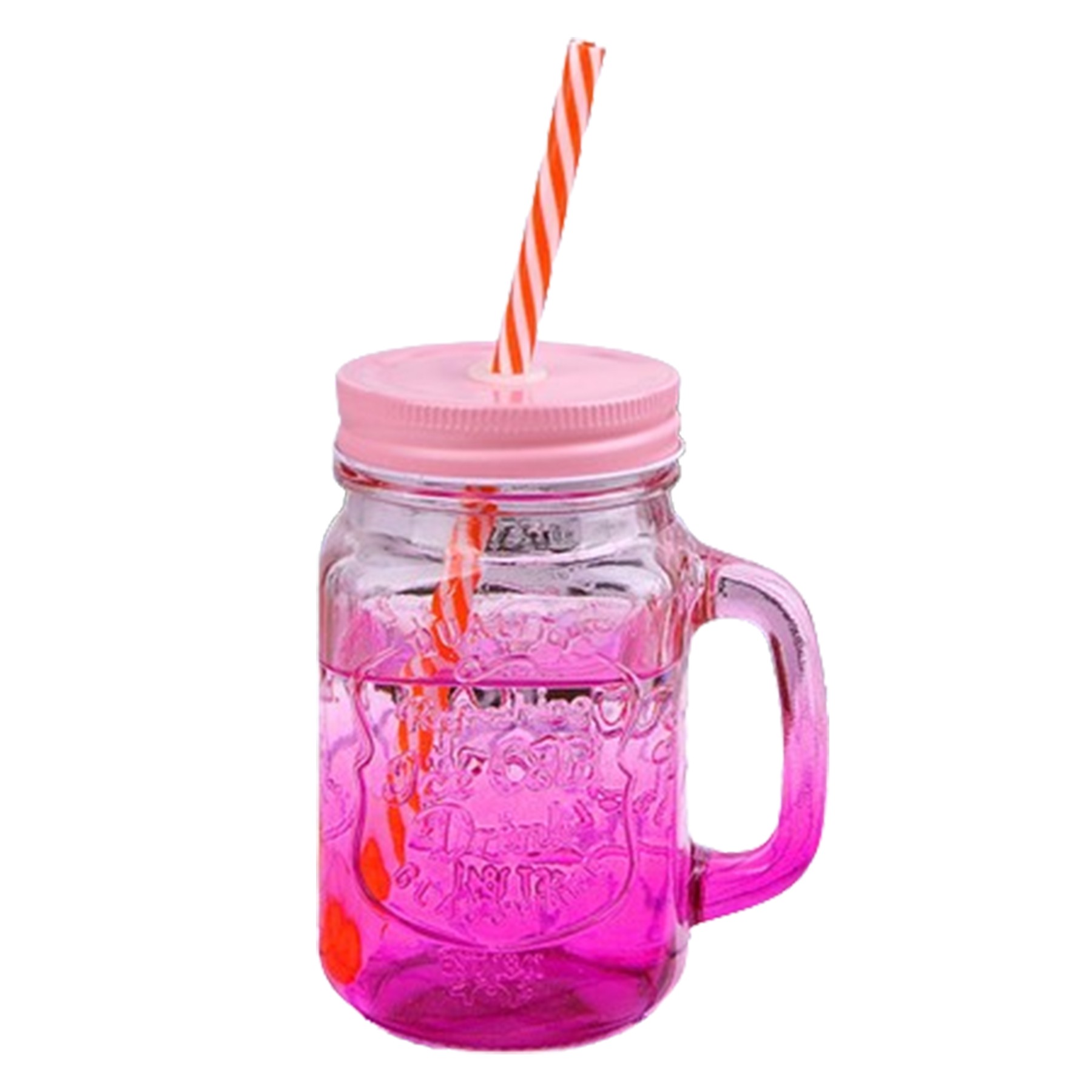 Gradient Mason Jars W/ Cover And Straw 5
