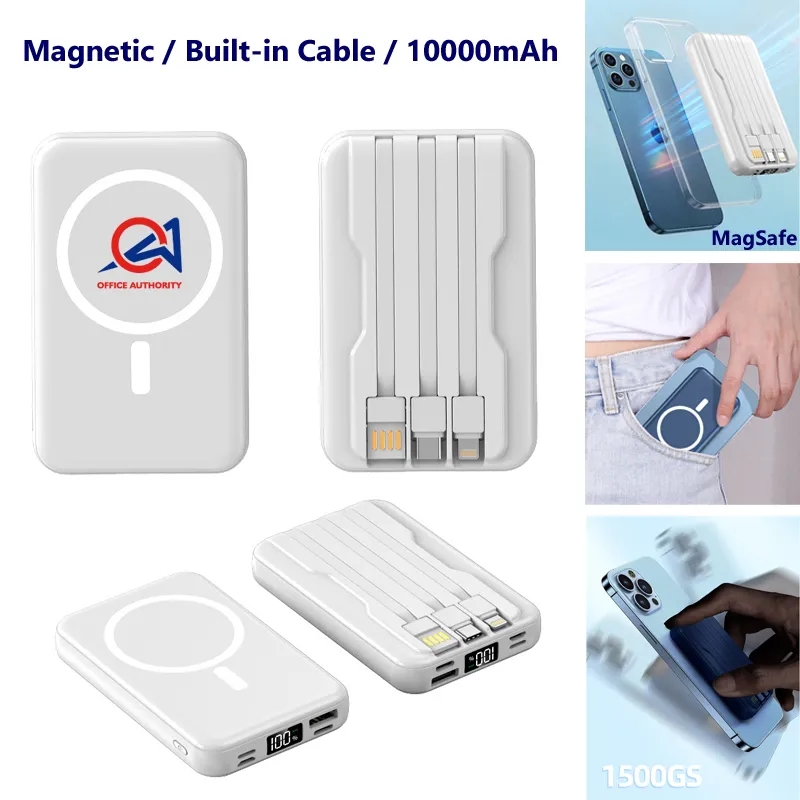 10000mAh Magnetic Power Bank w/ Cable & 15W Wireless Charger 3