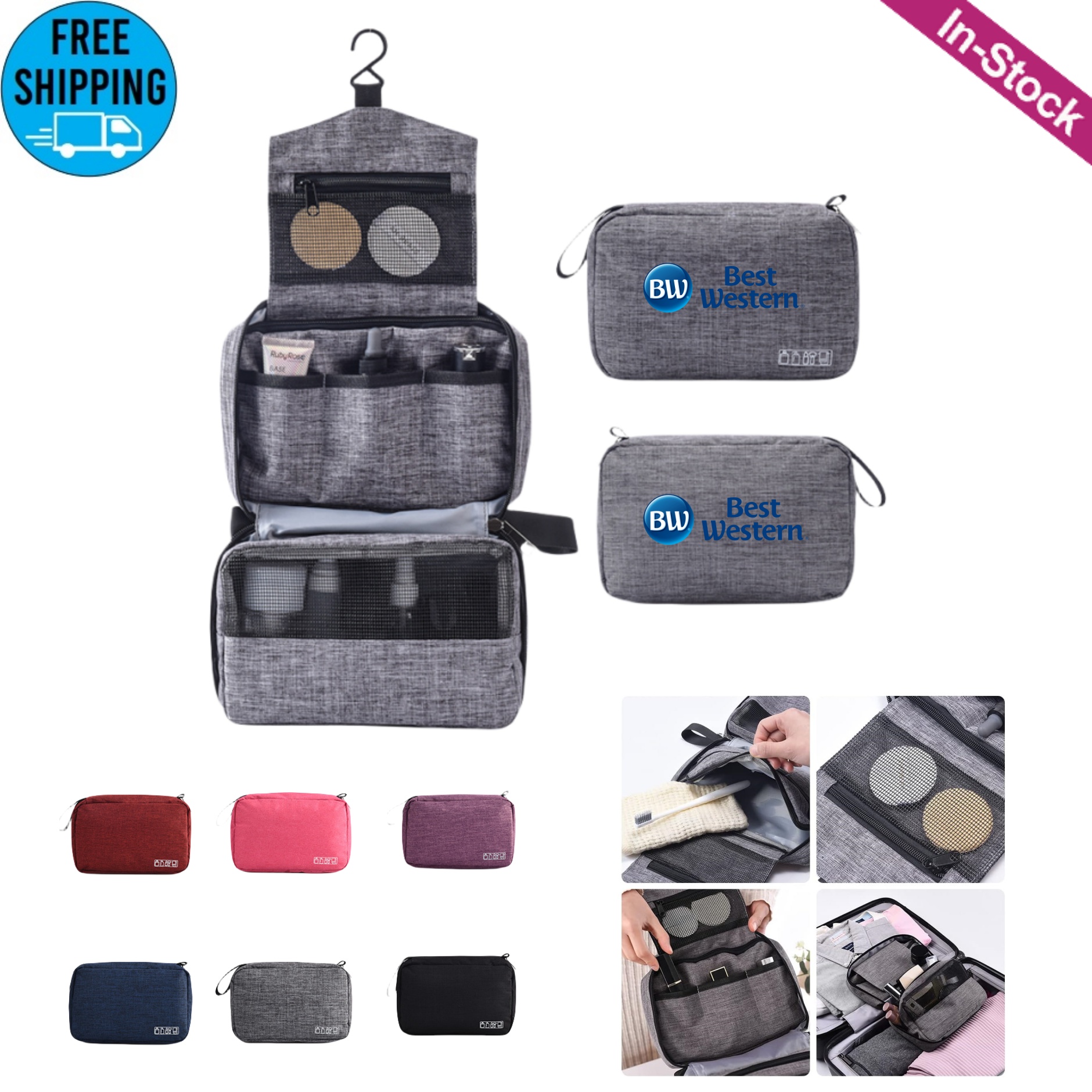 Large Capacity Travel Toiletry Bag with Hanging Hook 4