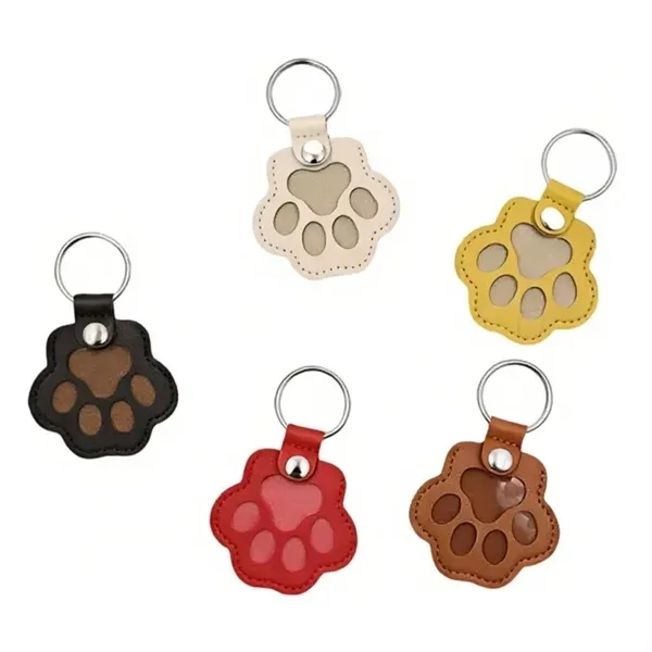 Paw Print Pet Hair Keepsake Leather Keychain 2